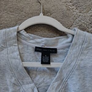 Joan Vass Soft Gray V-Neck Top